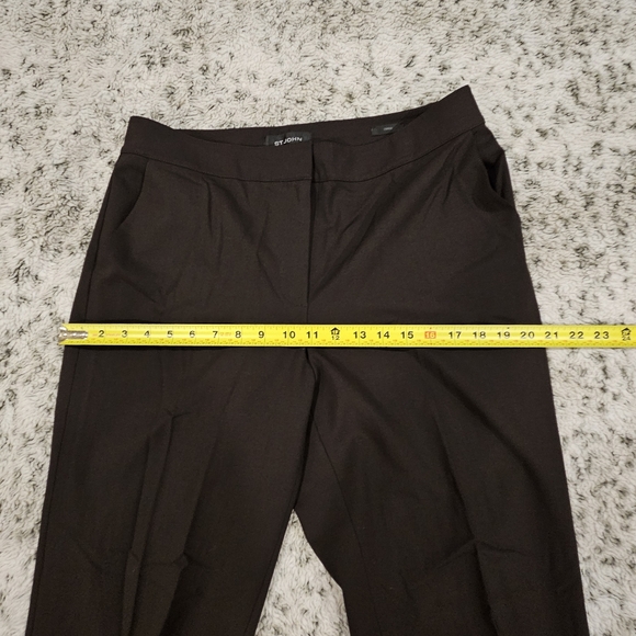 St. John SZ 10 Emma Brown Flat Front Wool Stretch Hi Rise Ankle Pants W/Pockets - Picture 10 of 14